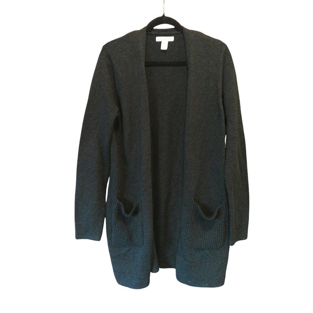 Women's Jersey Stitch Open Front Caridigan Sweater Black Heather Size Medium NWT